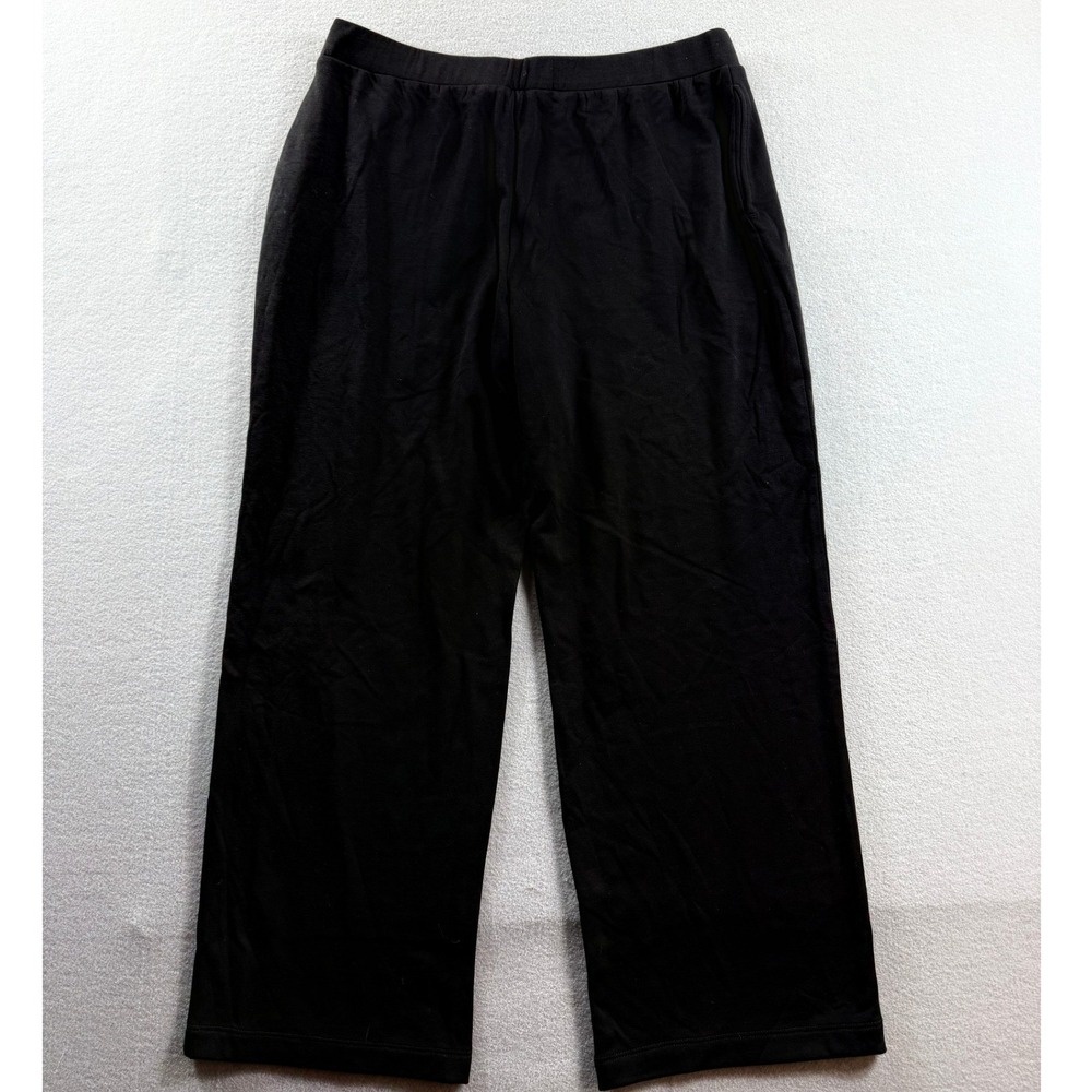 Susan Graver Weekend Pants Women MP Black Straight Leg Elastic Waist 32x28